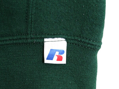 00s ラッセル 無地 スウェット メンズ レディース XL 00年代 オールド RUSSELL トレーナー 裏起毛 前V クルーネック 大きいサイズ グリーン