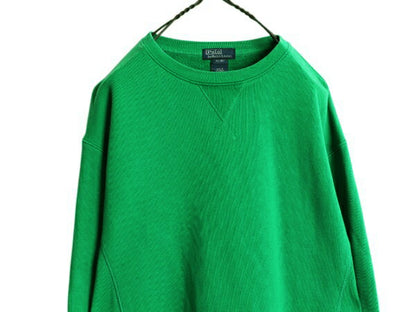90s ポロ ラルフローレン 無地 スウェット キッズ XL メンズ M 程 古着 90年代 オールド 前V トレーナー スエット クルーネック ポニー無し