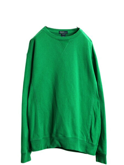 90s ポロ ラルフローレン 無地 スウェット キッズ XL メンズ M 程 古着 90年代 オールド 前V トレーナー スエット クルーネック ポニー無し