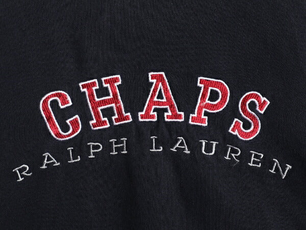 90s チャップス ラルフローレン ロゴ 刺繍 スウェット メンズ M 90年代 オールド CHAPS ポロ トレーナー クルーネック スエット 裏起毛 紺