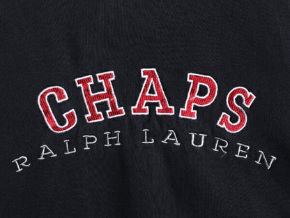 90s チャップス ラルフローレン ロゴ 刺繍 スウェット メンズ M 90年代 オールド CHAPS ポロ トレーナー クルーネック スエット 裏起毛 紺