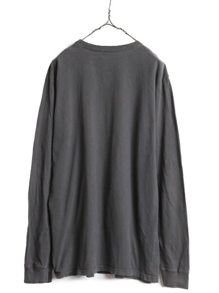ノースフェイス プリント 長袖 Tシャツ メンズ L / 古着 The North Face アウトドア ロンT プリントT ロゴT クルーネック カットソー 濃灰