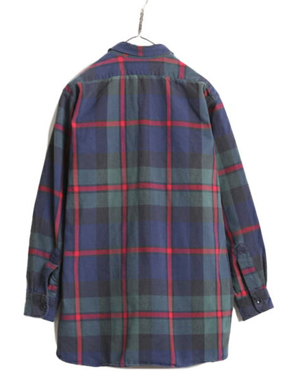 90s エルエルビーン チェック シャモア クロス シャツ メンズ L / 90年代 LLBEAN オールド LLビーン アウトドア ネルシャツ コットン 厚手