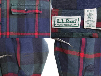 90s エルエルビーン チェック シャモア クロス シャツ メンズ L / 90年代 LLBEAN オールド LLビーン アウトドア ネルシャツ コットン 厚手
