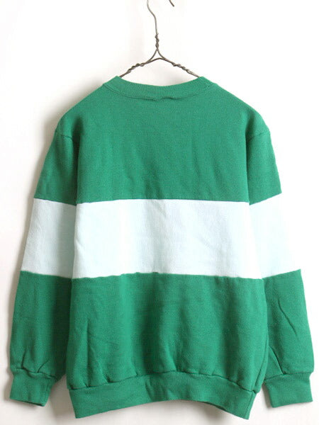 80s USA製 ビンテージ ■ Champion 2トーン 切替 スウェット トレーナー ( XL 小さめ メンズ M 程) 古着 80年代 チャンピオン 裏起毛 緑 白