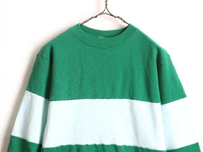80s USA製 ビンテージ ■ Champion 2トーン 切替 スウェット トレーナー ( XL 小さめ メンズ M 程) 古着 80年代 チャンピオン 裏起毛 緑 白