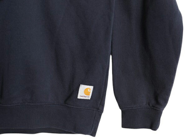 US企画 カーハート 前V ワンポイント スウェット メンズ L 古着 CARHARTT スエット ミッドウェイト 裏起毛 無地 クルーネック トレーナー
