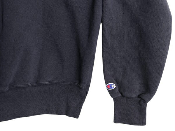 90s チャンピオン ワンポイント スウェット メンズ レディース L / オールド Champion 裏起毛 トレーナー スクリプト ロゴ 刺繍 ネイビー