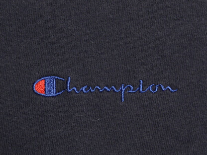 90s チャンピオン ワンポイント スウェット メンズ レディース L / オールド Champion 裏起毛 トレーナー スクリプト ロゴ 刺繍 ネイビー