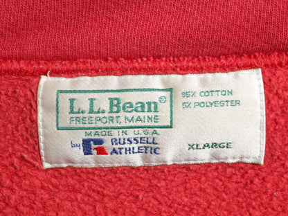 80s 90s USA製 エルエルビーン ラッセル 別注 ハーフジップ スウェット メンズ XL 無地 ポケット付き LLBean RUSSELL 裏起毛 ハイネック 赤