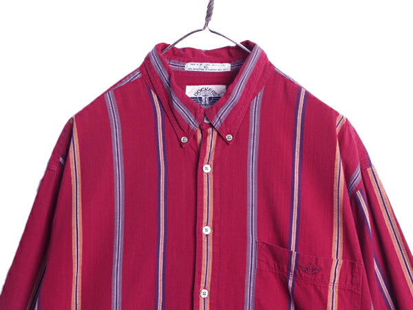 90s ドッカーズ リーバイス ストライプ 長袖 ボタンダウン シャツ メンズ XL / 古着 90年代 オールド LEVIS DOCKERS コットン マルチカラー