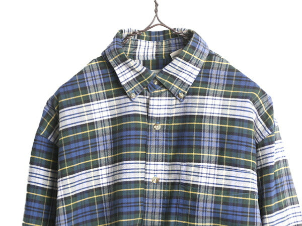 90s エルエルビーン オックスフォード 長袖 ボタンダウン シャツ メンズ L 古着 90年代 オールド LLBean 長袖シャツ チェックマルチカラー