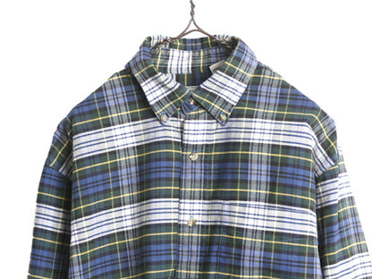 90s エルエルビーン オックスフォード 長袖 ボタンダウン シャツ メンズ L 古着 90年代 オールド LLBean 長袖シャツ チェックマルチカラー