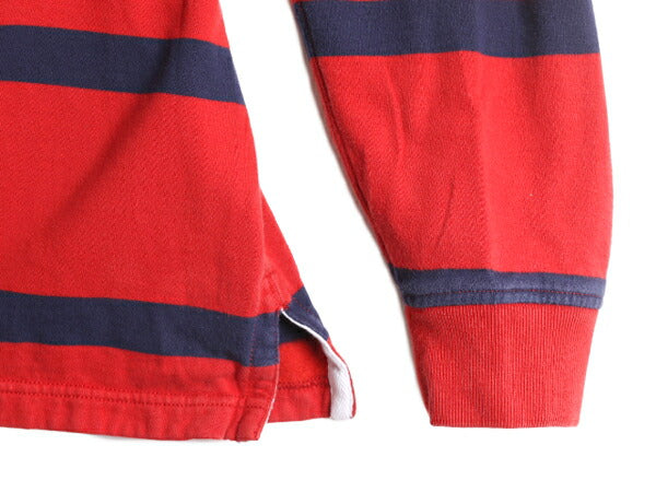 90s ポロ ラルフローレン ボーダー スウェット ラガーシャツ メンズ XL 古着 90年代 オールド ラグビーシャツ 大きいサイズ 裏起毛 2トーン
