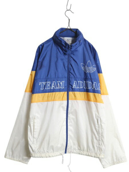 80s アディダス ナイロン ジャケット メンズ M 古着 ヴィンテージ トラックジャケット ブルゾン ジャンパー ウインドブレーカー フルジップ