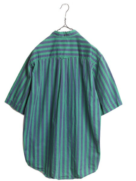 90s OLD GAP ストライプ 3点留め ボタンダウン 半袖 シャツ メンズ L 90年代 オールド ギャップ 旧タグ コットン ポケット付き 2トーン BD