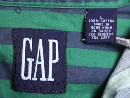 90s OLD GAP ストライプ 3点留め ボタンダウン 半袖 シャツ メンズ L 90年代 オールド ギャップ 旧タグ コットン ポケット付き 2トーン BD