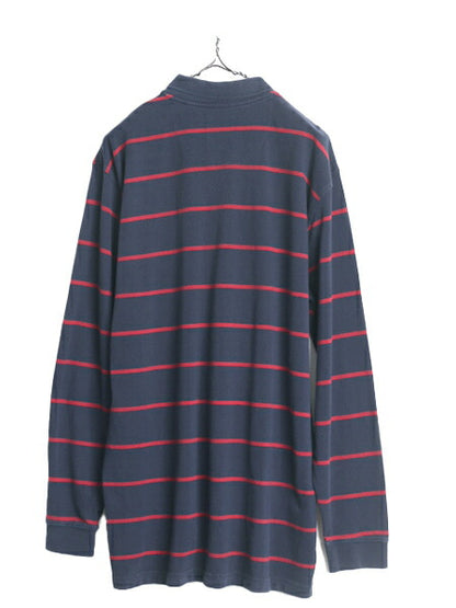 ブルックスブラザーズ ボーダー 鹿の子 長袖 ポロシャツ メンズ XXL Brooks Brothers 長袖シャツ 大きいサイズ ワンポイント 2トーン 紺 赤