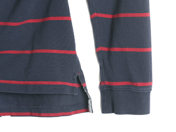 ブルックスブラザーズ ボーダー 鹿の子 長袖 ポロシャツ メンズ XXL Brooks Brothers 長袖シャツ 大きいサイズ ワンポイント 2トーン 紺 赤