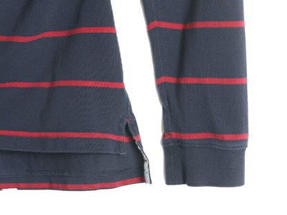 ブルックスブラザーズ ボーダー 鹿の子 長袖 ポロシャツ メンズ XXL Brooks Brothers 長袖シャツ 大きいサイズ ワンポイント 2トーン 紺 赤