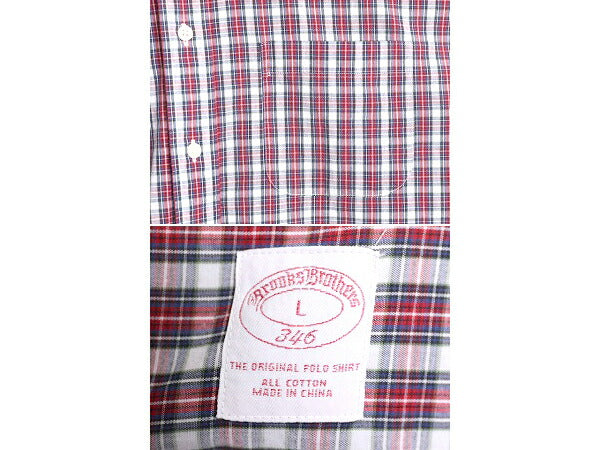 ブルックスブラザーズ チェック 長袖 ボタンダウン シャツ メンズ L Brooks Brothers 346 コットン マルチカラー BD BDシャツ ポケット付き