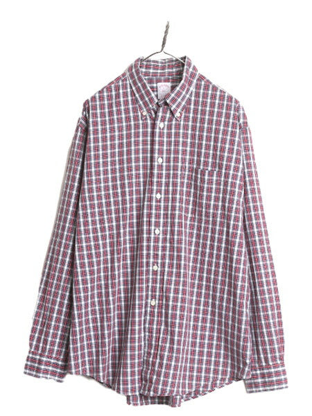 ブルックスブラザーズ チェック 長袖 ボタンダウン シャツ メンズ L Brooks Brothers 346 コットン マルチカラー BD BDシャツ ポケット付き