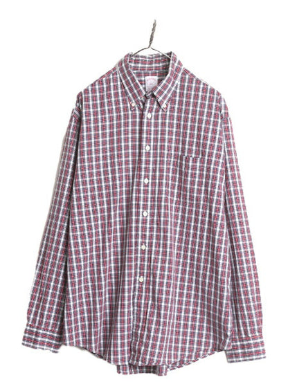 ブルックスブラザーズ チェック 長袖 ボタンダウン シャツ メンズ L Brooks Brothers 346 コットン マルチカラー BD BDシャツ ポケット付き