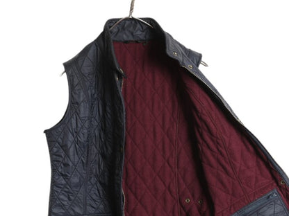 バブアー 中綿 ナイロン キルティング ベスト レディース L 程/ 古着 Barbour 2ワラント 裏 フリース フルジップ 重ね着 前開き ハイネック