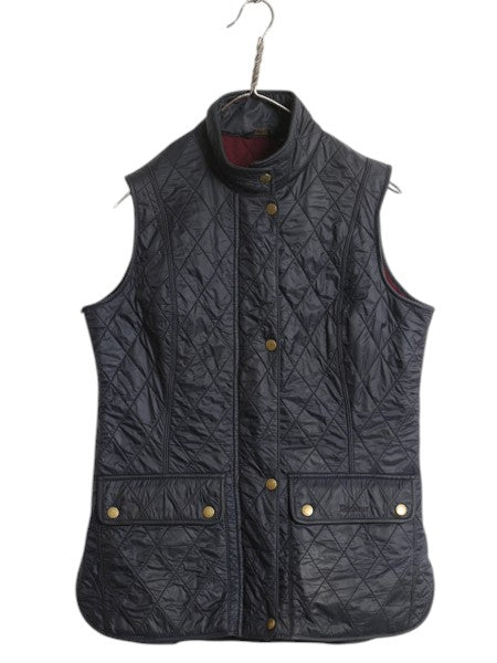 バブアー 中綿 ナイロン キルティング ベスト レディース L 程/ 古着 Barbour 2ワラント 裏 フリース フルジップ 重ね着 前開き ハイネック