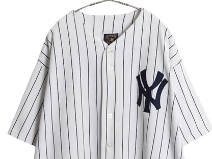 ヤンキース ベースボール シャツ メンズ XXL / 古着 MLB オフィシャル マジェスティック 大リーグ ユニフォーム ゲームシャツ 大きいサイズ