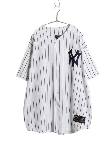 ヤンキース ベースボール シャツ メンズ XXL / 古着 MLB オフィシャル マジェスティック 大リーグ ユニフォーム ゲームシャツ 大きいサイズ