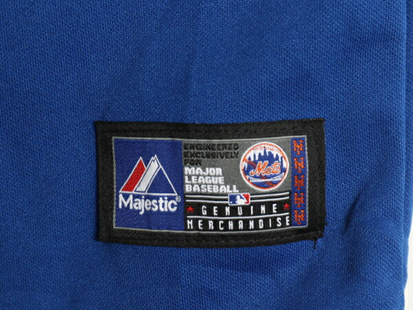 デッドストック USA製 メッツ ベースボール シャツ キッズ XL メンズ S 程 新品 MLB オフィシャル マジェスティック 大リーグ ユニフォーム