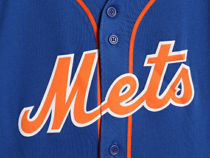 デッドストック USA製 メッツ ベースボール シャツ キッズ XL メンズ S 程 新品 MLB オフィシャル マジェスティック 大リーグ ユニフォーム