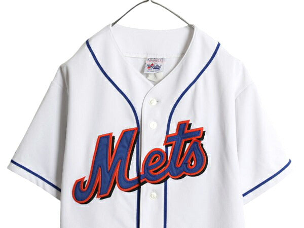 メッツ ベースボール シャツ メンズ L 古着 MLB オフィシャル マジェスティック 大リーグ ユニフォーム ゲームシャツ ジャージ 半袖シャツ