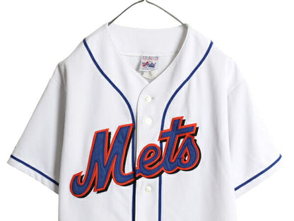 メッツ ベースボール シャツ メンズ L 古着 MLB オフィシャル マジェスティック 大リーグ ユニフォーム ゲームシャツ ジャージ 半袖シャツ
