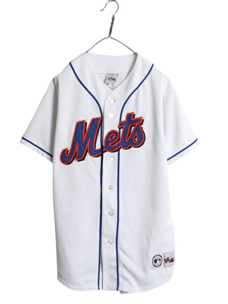 メッツ ベースボール シャツ メンズ L 古着 MLB オフィシャル マジェスティック 大リーグ ユニフォーム ゲームシャツ ジャージ 半袖シャツ