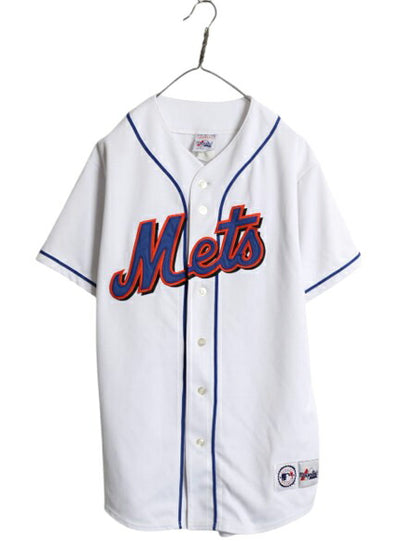 メッツ ベースボール シャツ メンズ L 古着 MLB オフィシャル マジェスティック 大リーグ ユニフォーム ゲームシャツ ジャージ 半袖シャツ