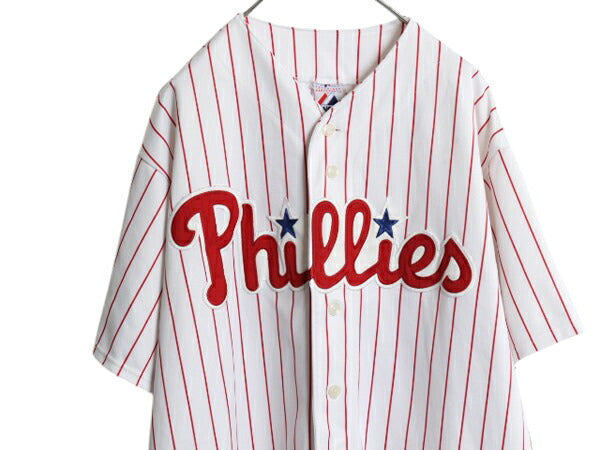 フィリーズ ベースボール シャツ メンズ XXL 程/ MLB オフィシャル マジェスティック 大リーグ ユニフォーム 大きいサイズ 重ね着 ジャージ