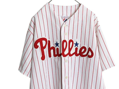 フィリーズ ベースボール シャツ メンズ XXL 程/ MLB オフィシャル マジェスティック 大リーグ ユニフォーム 大きいサイズ 重ね着 ジャージ