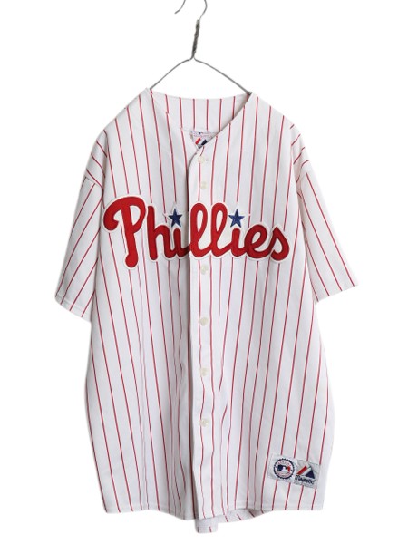 フィリーズ ベースボール シャツ メンズ XXL 程/ MLB オフィシャル マジェスティック 大リーグ ユニフォーム 大きいサイズ 重ね着 ジャージ