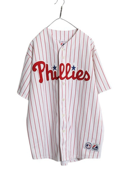 フィリーズ ベースボール シャツ メンズ XXL 程/ MLB オフィシャル マジェスティック 大リーグ ユニフォーム 大きいサイズ 重ね着 ジャージ