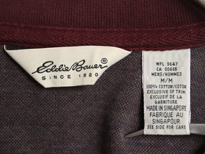 90s エディーバウアー 総柄 長袖 ポロシャツ メンズ M 90年代 オールド Eddie Bauer 長袖シャツ コットン 白タグ マルチカラー 総柄シャツ