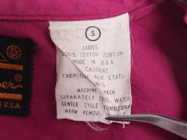 80s USA製 エディーバウアー ループ留め オープンカラー 長袖 シャツ レディース S / 80年代 Eddie Bauer ヴィンテージ ポケット付き 無地