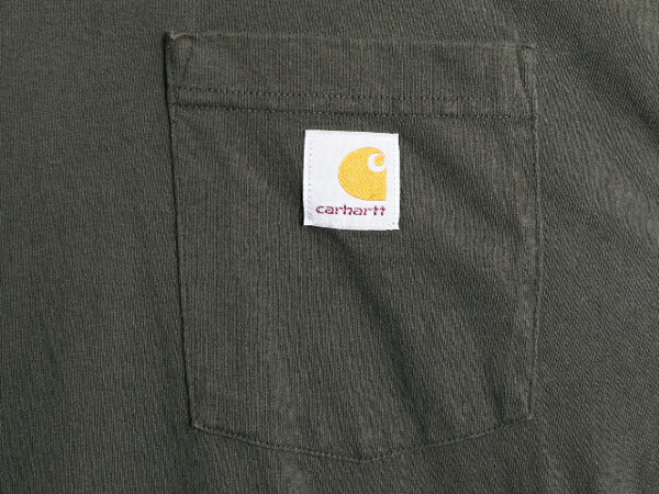 カーハート ポケット付き 長袖 Tシャツ メンズ XL 古着 CARHARTT ロンT ワンポイント ポケT ロゴT ヘビーウェイト コットン 大きいサイズ
