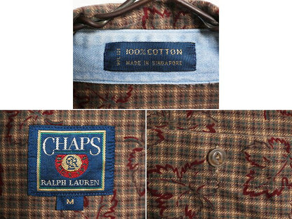 80s チャップス ラルフローレン 長袖 ボタンダウン シャツ メンズ M / 80年代 ヴィンテージ CHAPS 長袖シャツ マルチカラー チェック 総柄