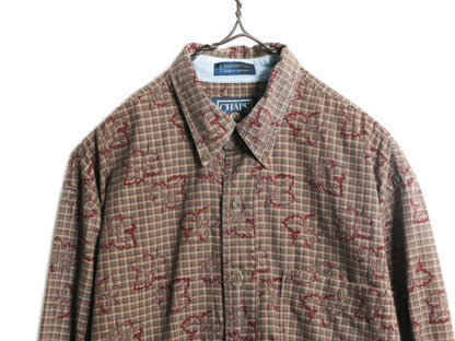 80s チャップス ラルフローレン 長袖 ボタンダウン シャツ メンズ M / 80年代 ヴィンテージ CHAPS 長袖シャツ マルチカラー チェック 総柄
