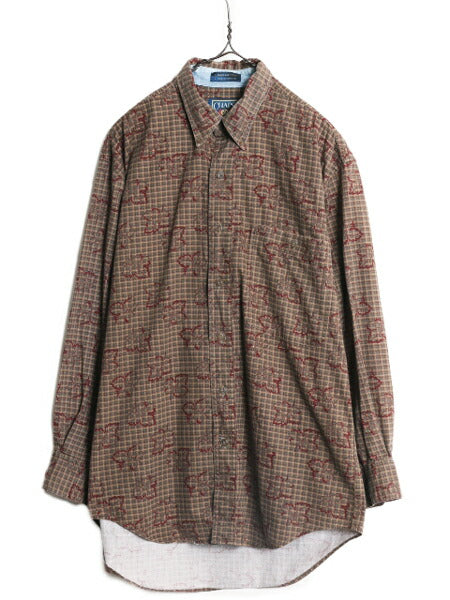 80s チャップス ラルフローレン 長袖 ボタンダウン シャツ メンズ M / 80年代 ヴィンテージ CHAPS 長袖シャツ マルチカラー チェック 総柄