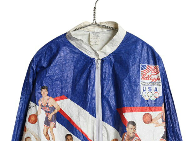 90s USA製 バスケット アメリカ 代表 ペーパー ジャケット メンズ L オールド バルセロナ オリンピック オフィシャル フルジップ 紙ジャケ