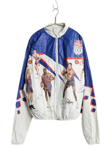 90s USA製 バスケット アメリカ 代表 ペーパー ジャケット メンズ L オールド バルセロナ オリンピック オフィシャル フルジップ 紙ジャケ