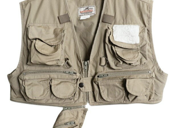80s ウッドフィールド 2WAY フィッシング ベスト メンズ M ヴィンテージ アウトドア ハンティング サファリ 重ね着 ショート丈 多ポケット
